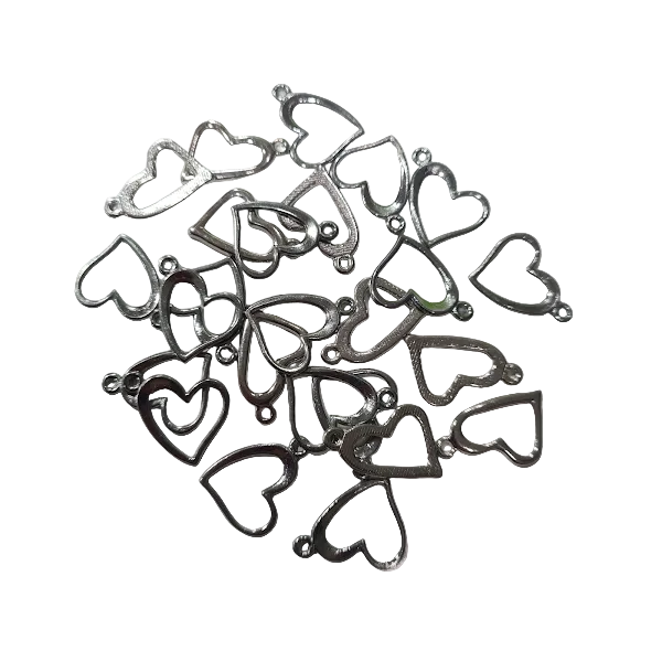 10pc Silver Heart Charm