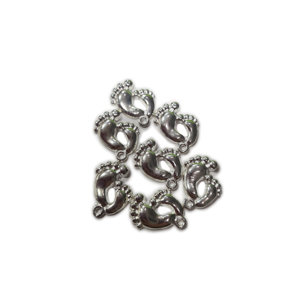 10pc Silver Feet Charms