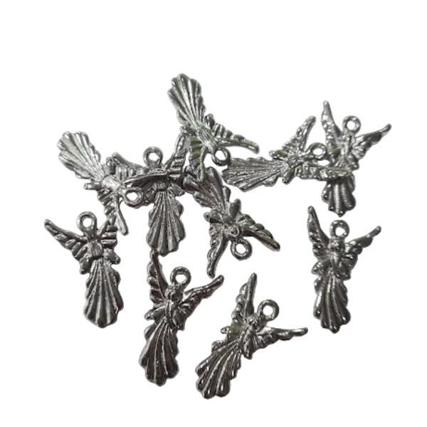 10pc Silver Angel Pendants