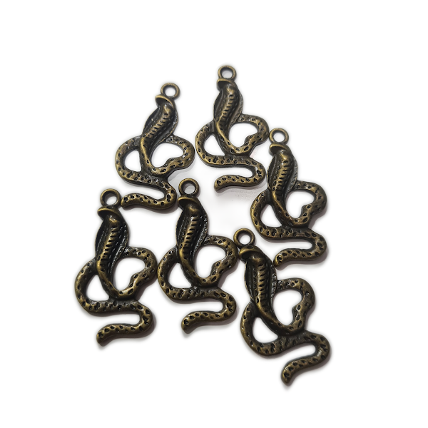 10pc Bronze Cobra Snake Pendants