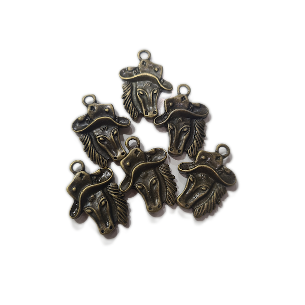 10pc Bronze Horse with Cowboy Hat Charms