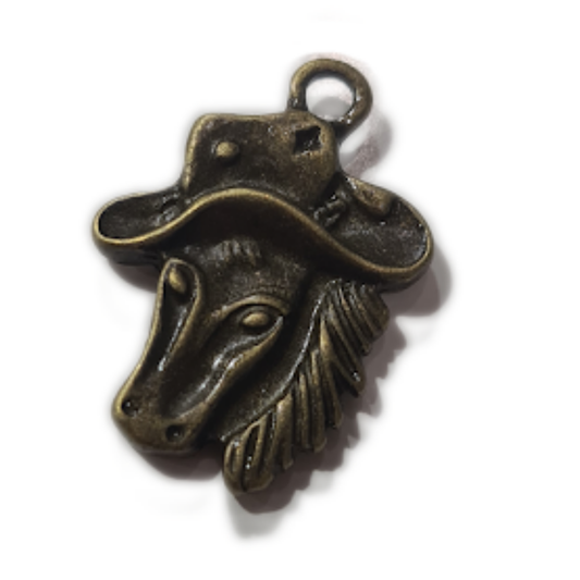 10pc Bronze Horse with Cowboy Hat Charms