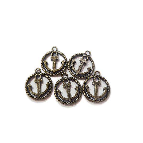 10pc Bronze Anchor in round Charms