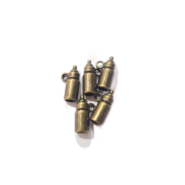 10pc Bronze Baby Bottle Charms