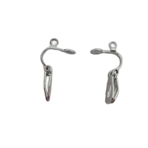 2pc Silver Clip On Earring Components