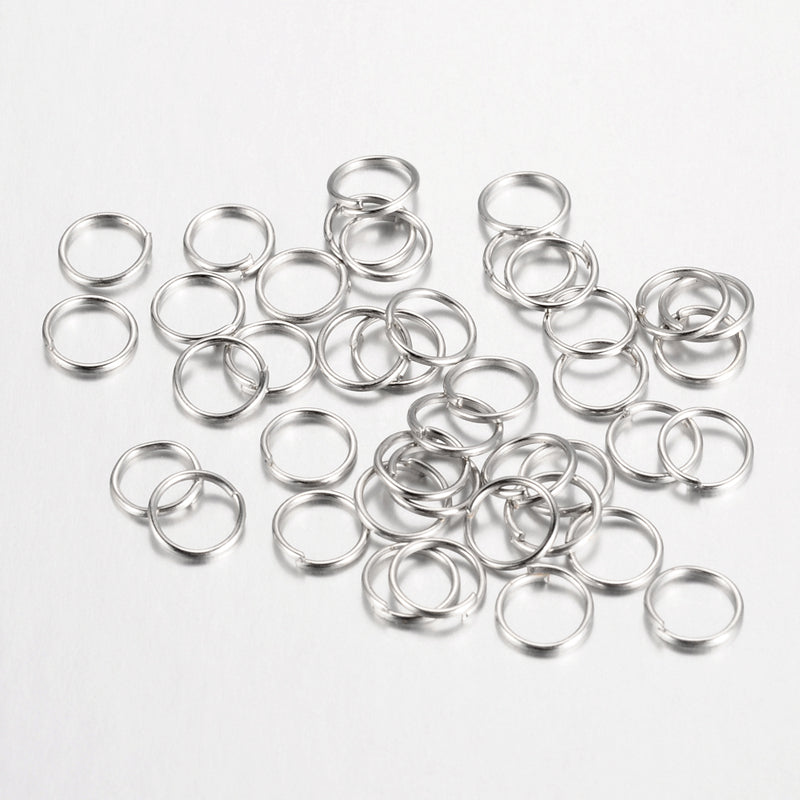 50pc 10mm Platinum Silver Jump Rings