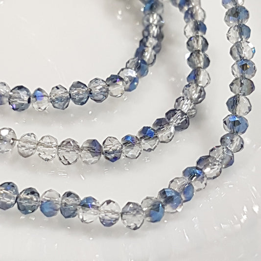 Dual Coloured Blue Crystal Rondelles Approx 152 beads