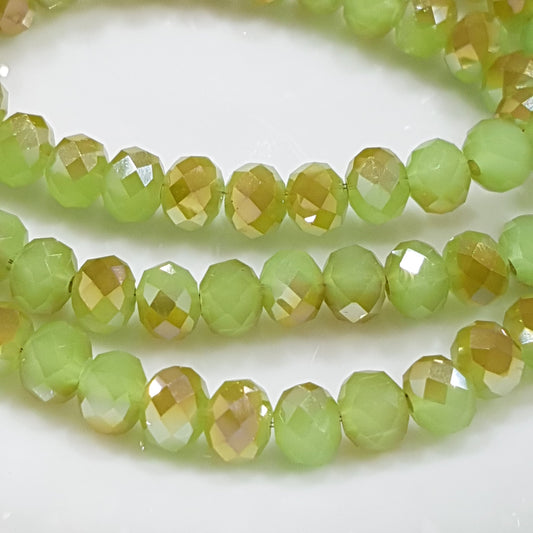 Dual Green Crystal Rondelles Approx 100 beads