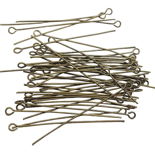 50pc Bronze 4.5cm Eye Pins