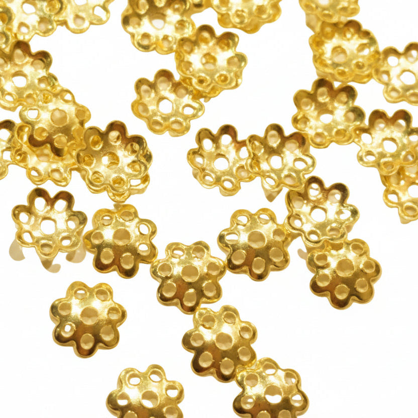 50pc 6mm Gold Bead Caps