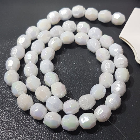50pc White AB Faceted Acrylic Beads