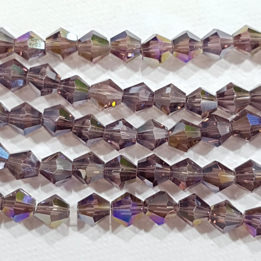 6mm Purple AB Glass Bicones