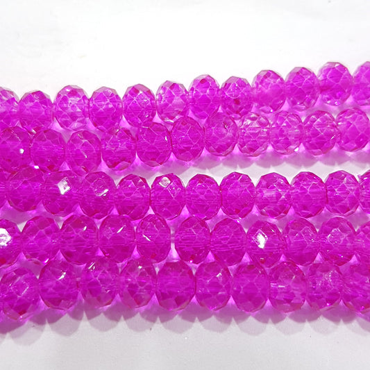CLEARANCE! 5X Strings Fuchsia Crystal Glass Rondelles