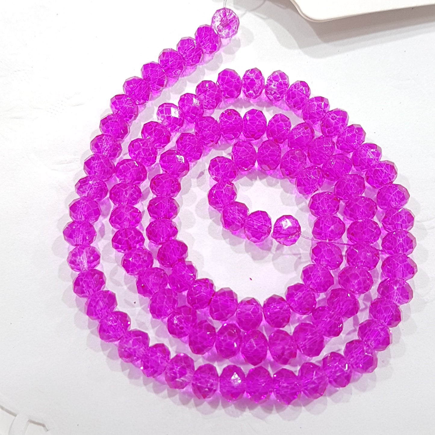 CLEARANCE! 5X Strings Fuchsia Crystal Glass Rondelles