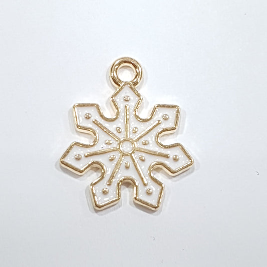 4pc White Snowflake Enamel Charms