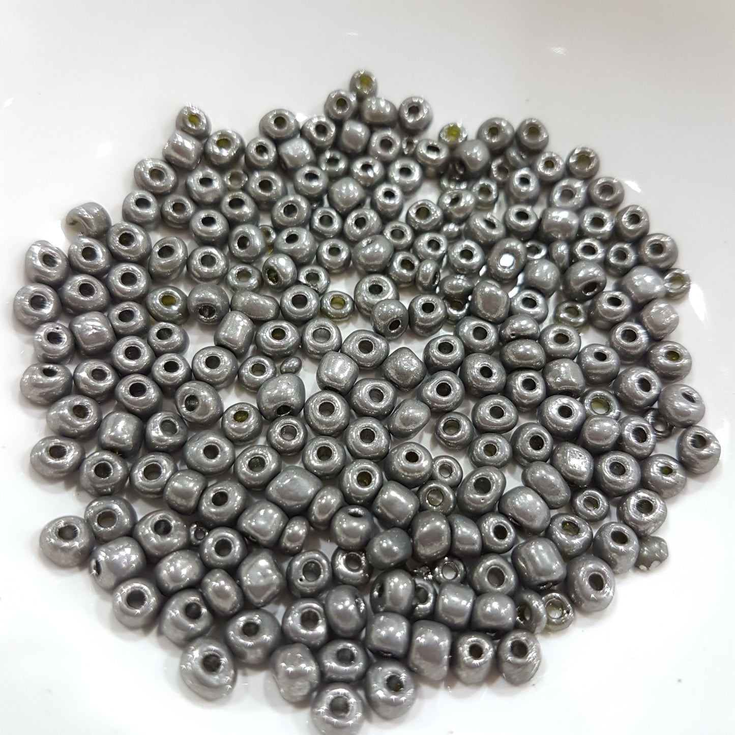 15g 6/0 Opaque Grey Seed Beads