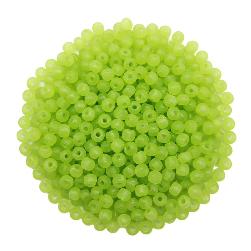 15g 4mm Light Frosted Green Seed Beads