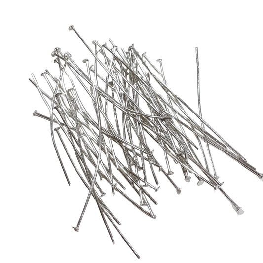 50pc Platinum Silver Head Pins