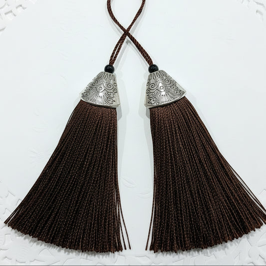 2pc Long Brown Tassels