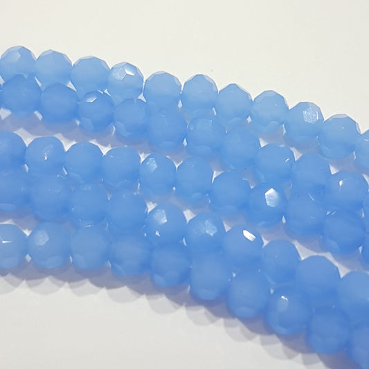 Milky Blue Crystal Glass Beads Approx 100 beads