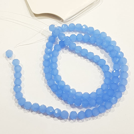 Milky Blue Crystal Glass Beads Approx 100 beads