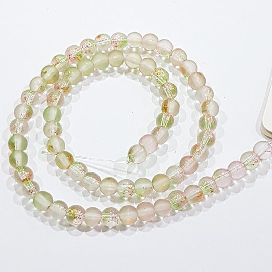 6mm Light Frosted Glitter Glass Beads