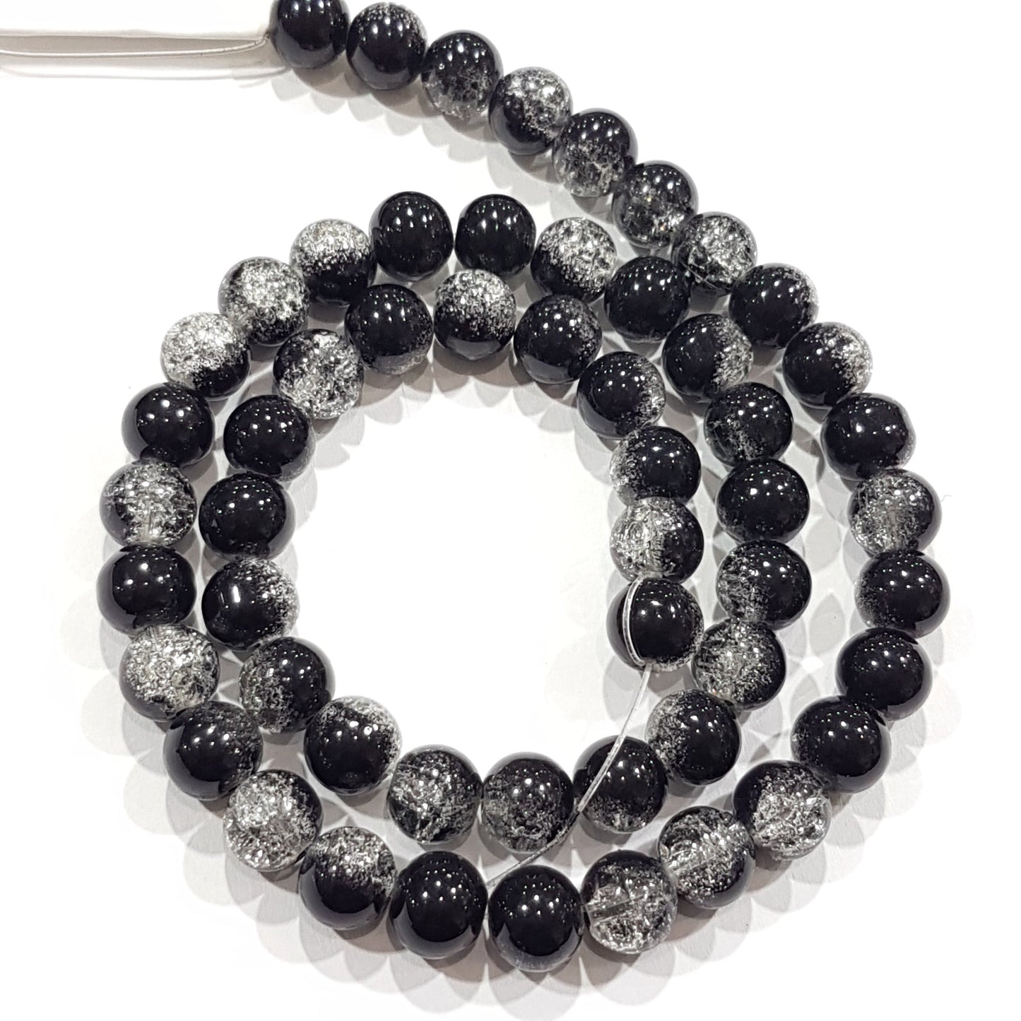Black and Clear Crackle Glass Beads