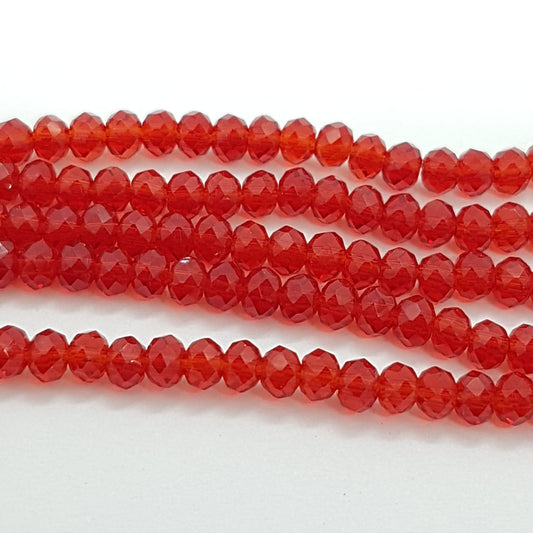 150pc Red Crystal Rondelle Beads Approx 150 beads