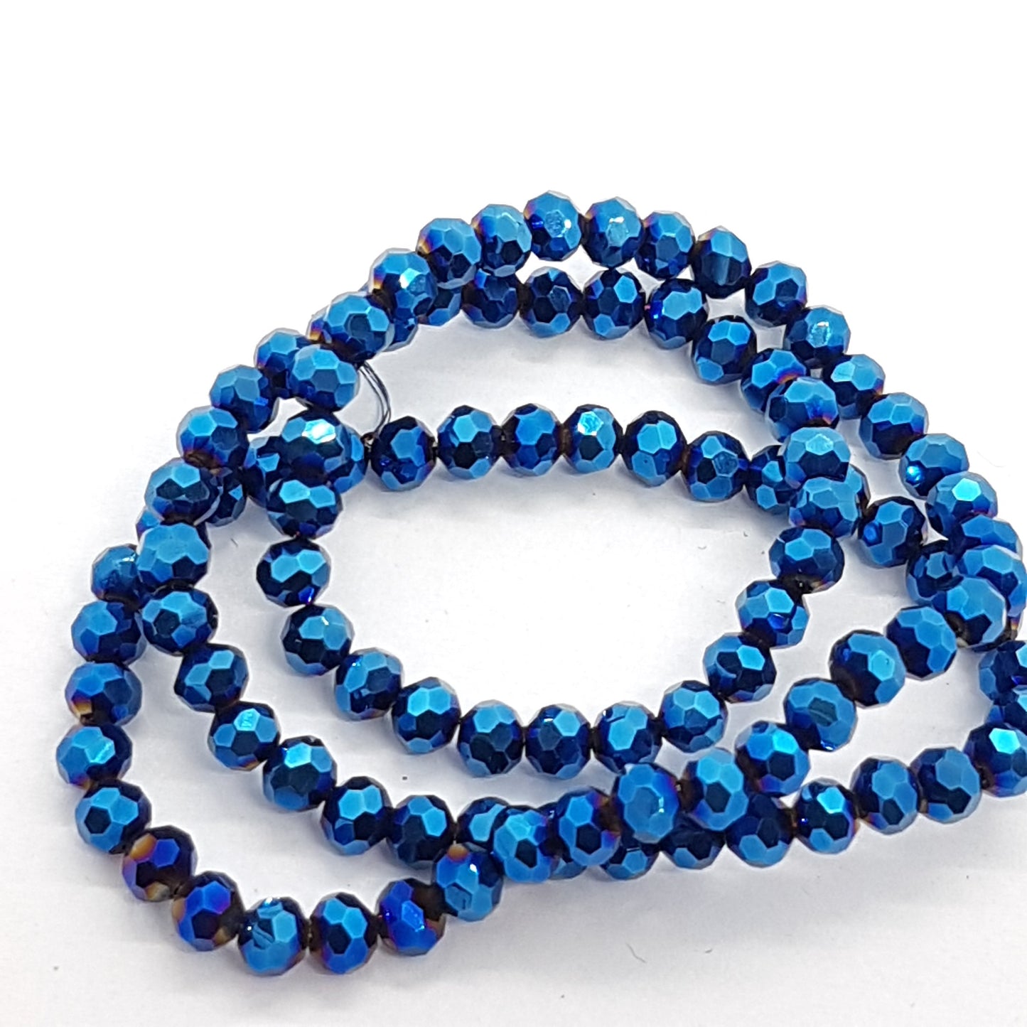 Metallic Blue Faceted Crystal Glass Beads Approx 98 beads
