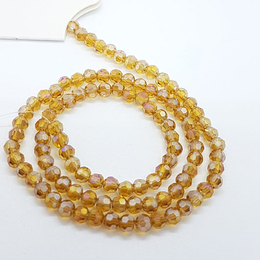 Golden Amber Faceted Round Crystal Beads Approx 98 beads