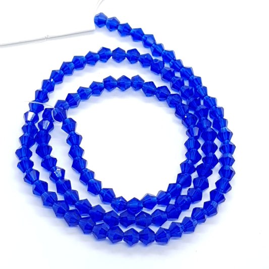 4mm Cobalt Blue Crystal Glass Bicones