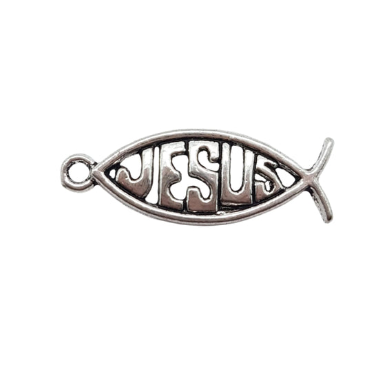 10pc Ichthys Christian Fish Metal Charms