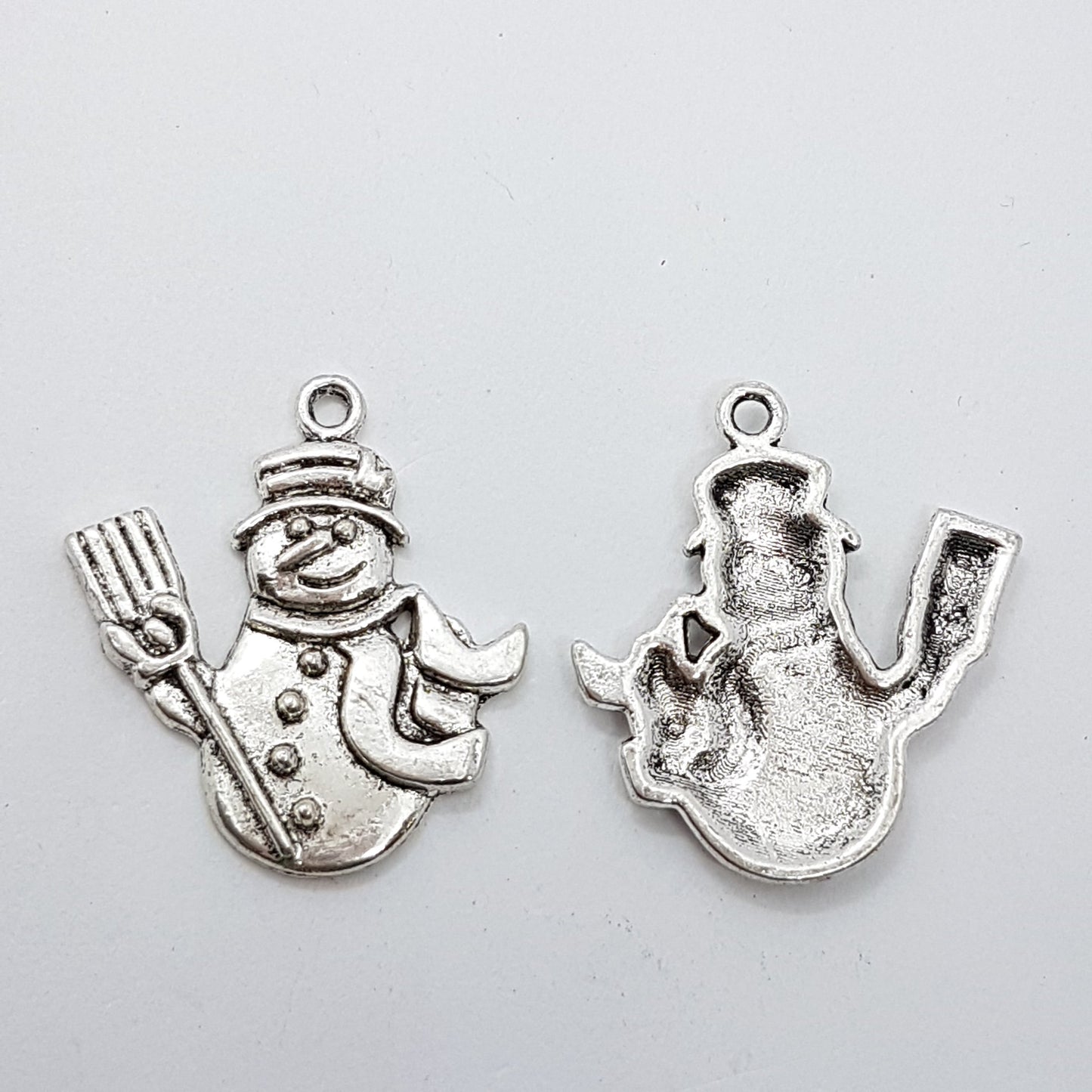 10pc Antique Silver Snowman Charm