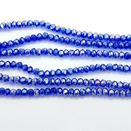 Blue Crystal Rondelle Beads Approx 145 beads