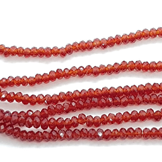 Tiny Red Crystal Rondelle Beads Approx 200 beads
