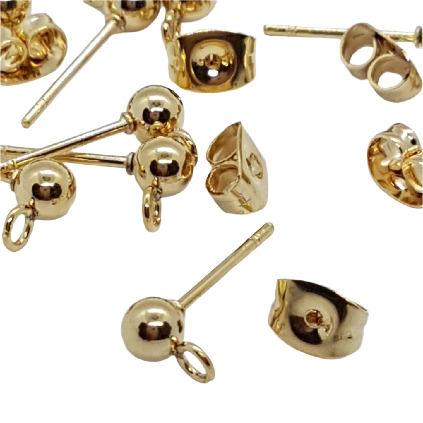 5pr 24k GP Stainless Steel Studs+Backs