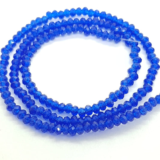 Tiny Dark Blue Crystal Rondelle Beads Approx 200 beads