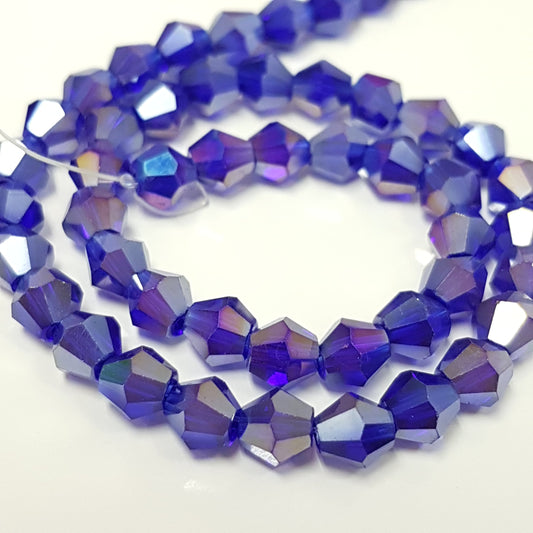 6mm Blue AB Glass Bicones
