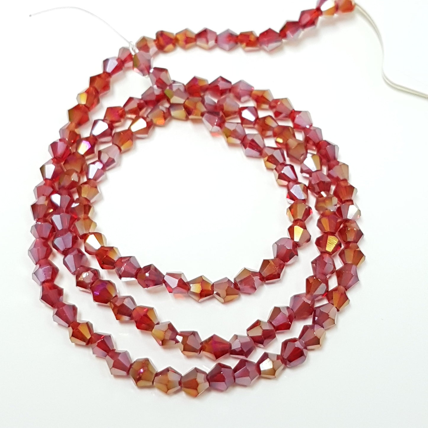 4mm Red Crystal Glass Bicones