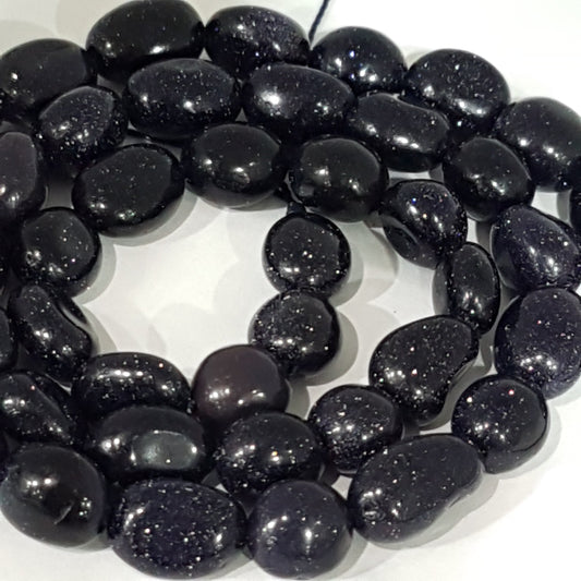 Blue Goldstone Gemstone Nugget Beads