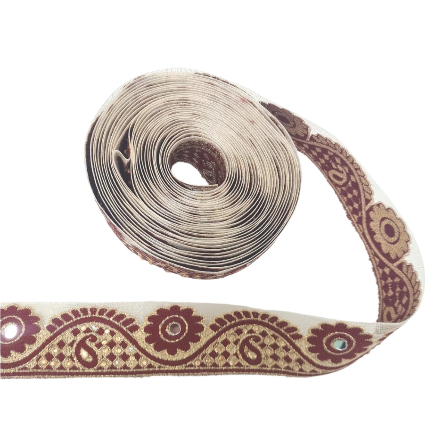 5m Red and Gold Rhinestone Trim