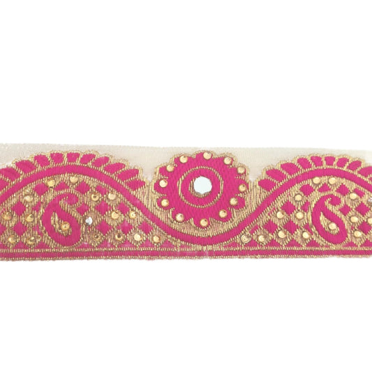 5m Pink and Gold Rhinestone Trim