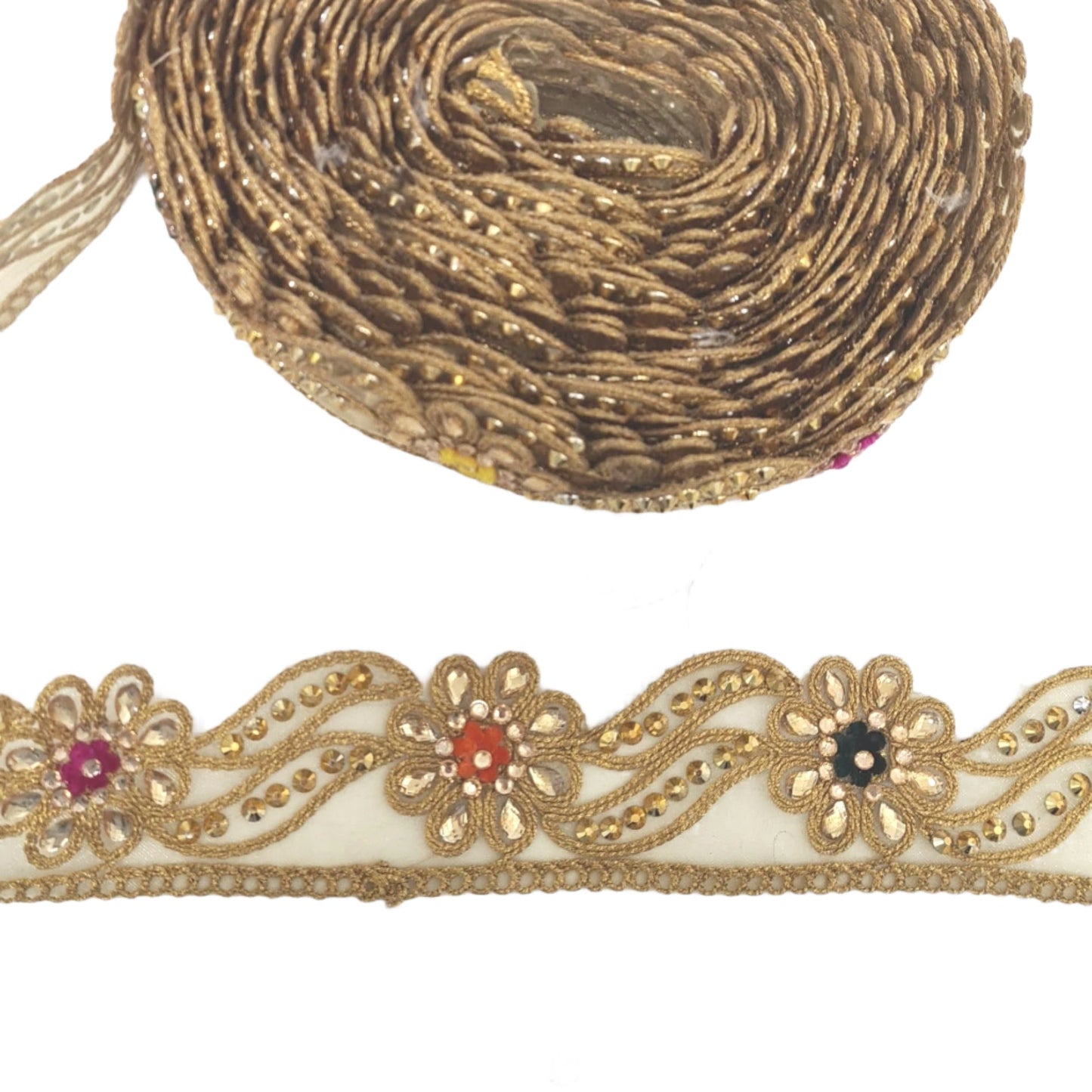 5m Dark Gold Indian Rhinestone Trim
