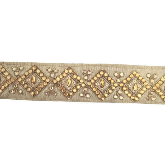 5m Gold Embellished Indian Rhinestone Trim