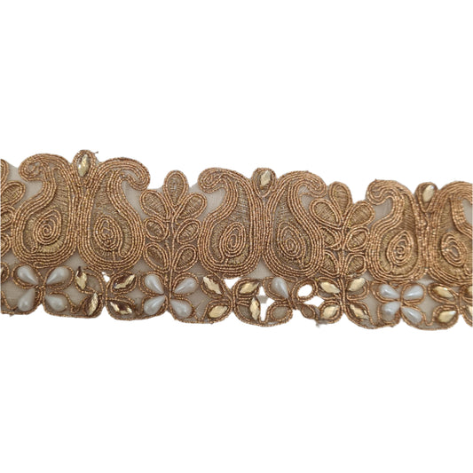 5m Rose Gold and Pearl Trim