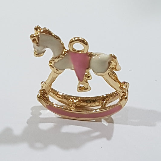Light Pink Enamel Rocking Horse Charm