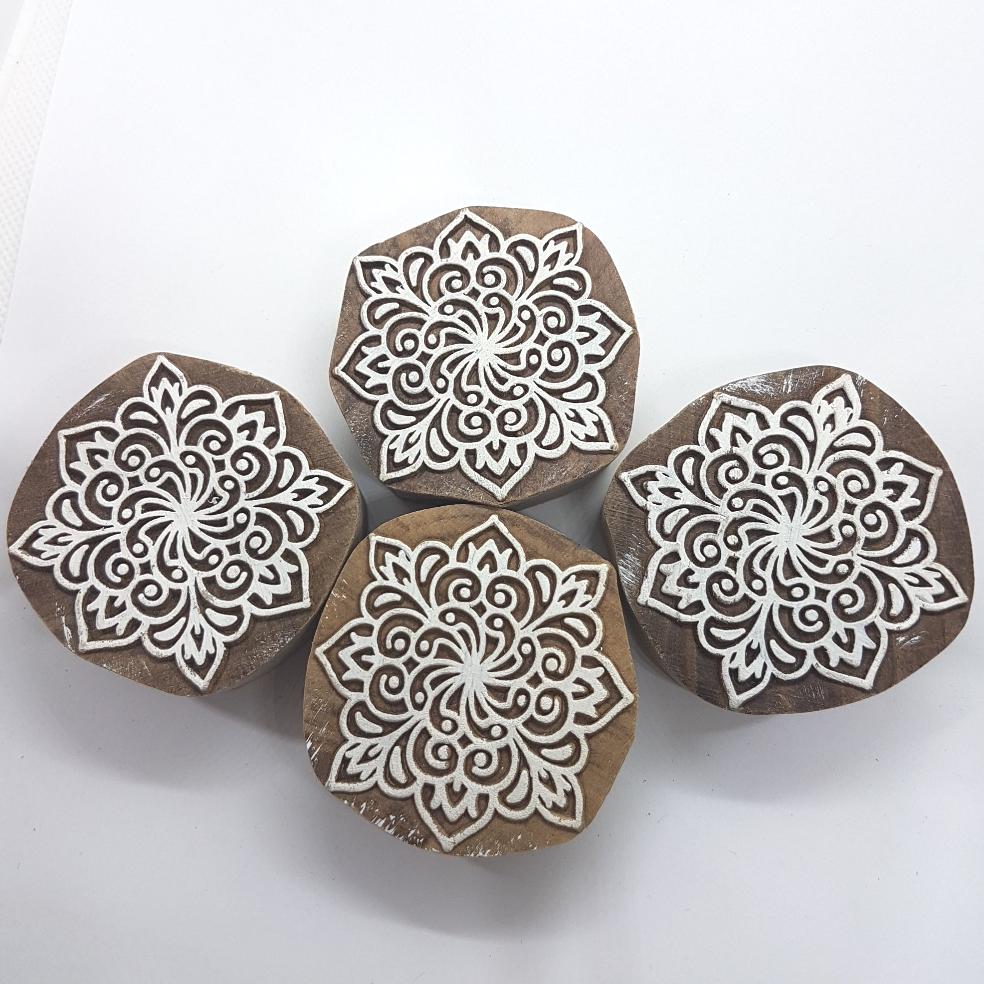 Round Intricate Indian Block Stamp