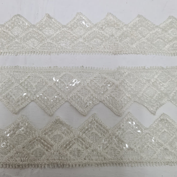 White Lace & sequinned Trim