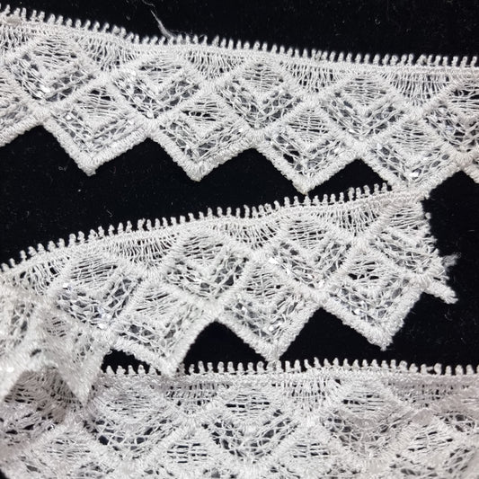 White Lace & sequinned Trim