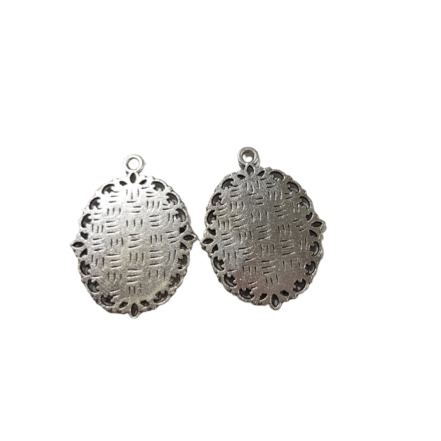 2pc Silver Small Oval Cabochon Pendant